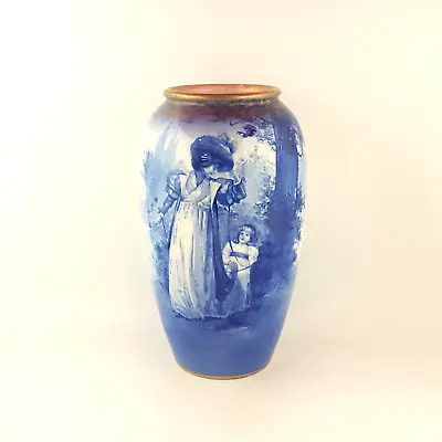 Buy Royal Doulton Blue Vase - Woman & Child - Mother & Daughter In Garden - RD 1779 • 480£