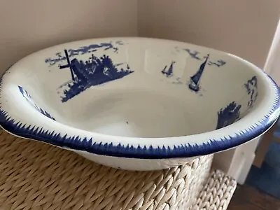 Buy East Anglia Empire Ware Blue & White Wash Bowl 16” - Made In Stoke On Trent • 28.50£