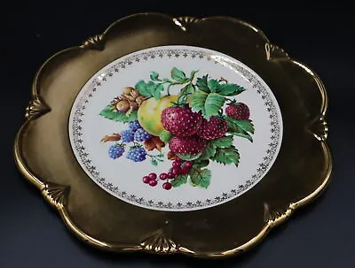 Buy Royal Winton Grimwades Gold Gilted Plate With Fruit Design • 13£