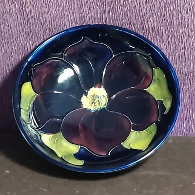 Buy Moorcroft Clematis Pattern Footed Blue Bowl • 79.99£