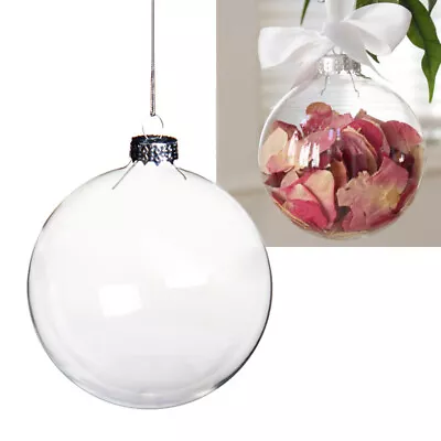 Buy 5-50x Christmas Clear Glass Bauble Fillable Ball Xmas Tree Hanging Ornament 10CM • 9.95£