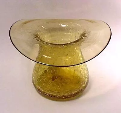 Buy Crackle Glass Hat Vase Top Amber Gold Vintage 1950s 1960s 50s 60s Figurine • 8.60£
