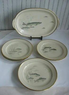 Buy  Vintage Thomas Ivory Bavaria Germany Fish Set 15  Platter & 6 -9  Dinner Plates • 112.46£