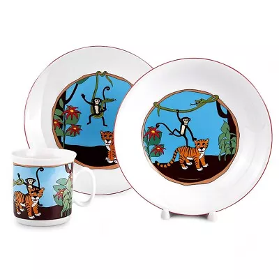 Buy 3pc Jungle Children Dinnerware Set Porcelain Kids Dinner Set Plates & Mug Kids • 37.68£