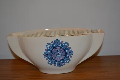 Buy New Devon Pottery Newton Abbot Mid Century Flower Boat Vase Blue Purple Ceramic  • 15£