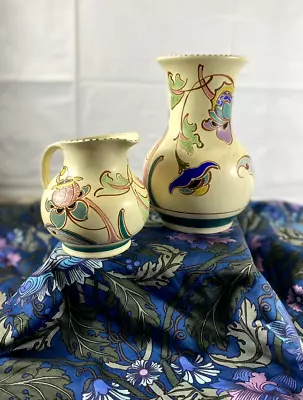 Buy Beautiful Hand Painted Honiton Pottery Devon Vintage 1930's Jugs X2 • 9.99£