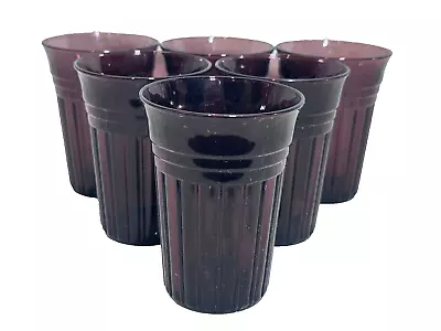 Buy 6 Vintage Hazel Atlas New Century Glasses Purple Amethyst Kitchen Bar MCM Glass • 35.06£