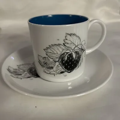 Buy 1960’s  Susie Cooper Black Fruit Bone China Cup Saucer England Strawberry • 27.62£