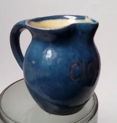 Buy Clovelly Braunton Pottery Devon Blue Glazed Jug  7.5 Cm • 8£