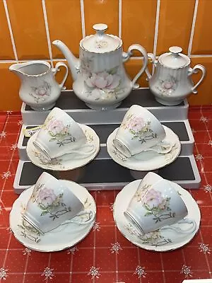 Buy 11pc VTG 1990’s Pink Floral Tea Set Cups, Saucers, T-Pot, Sugar Bowl & Milk Jug • 24.50£