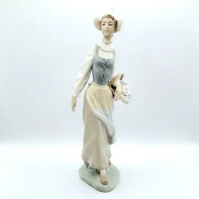 Buy Vintage Lladro Figurine #4860 Genteel Dutch Girl W/Flower Basket Retired • 33.77£