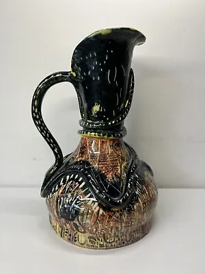 Buy Studio Pottery Vase Jug Snake Detailed Decoration Makers Mark • 39.99£