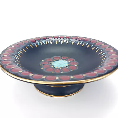 Buy Vintage Dutch Gouda Holland Pottery Footed Bowl In The Matte Black Zwaro Pattern • 39.99£