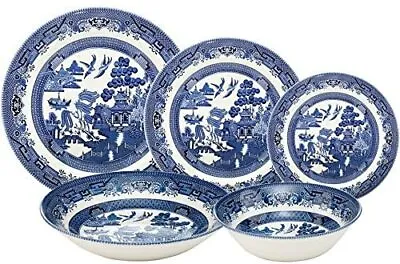 Buy Churchill Blue Willow 30 Piece Dinner Set - Plates Bowls - New Unused Uk Made • 224.99£