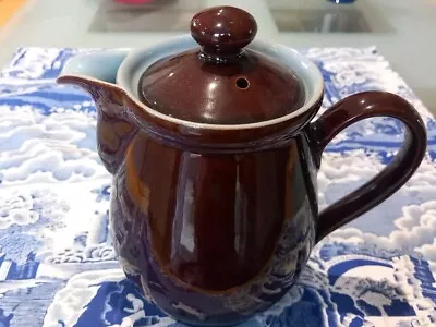 Buy Denby Stoneware Homestead 1 1/2 Pint Brown Blue Coffee Pot  • 6.99£