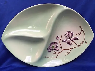 Buy CARLTON WARE 13'' Oval 3 Section 'Majolica Orchids' Serving Tray #2601 C.1950's • 11.99£