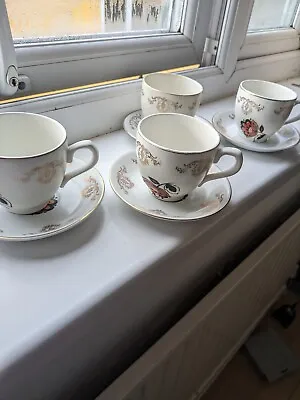 Buy Vintage Alfred Meakin Old-White Ironstone Tea Cup & Saucers X4 • 12£