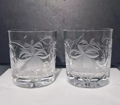 Buy Royal Brierley Glass Crystal Fuchsia  Whiskey Tumblers X2 • 24.99£