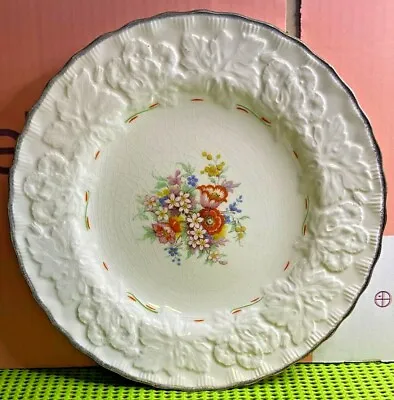 Buy Alfred Meakin-Porcelain Plate-Embossed Flower Pattern-18k Gold-1920's-Vintage • 24.99£
