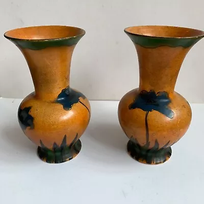 Buy Vintage Pair Of Vases - 8 THISTLE Collectors Pottery 2 Brown Vase R400 • 19.97£