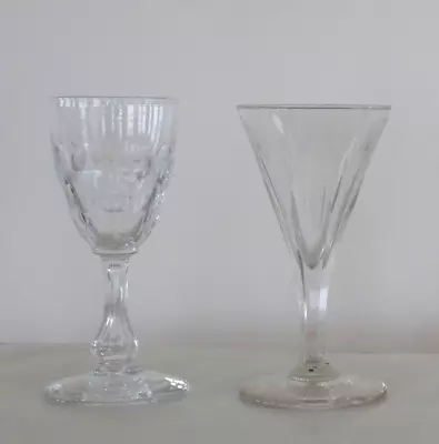 Buy Antique Georgian Funnel Shaped Wine Glass And  A Victorian  Cut  Wine Glass • 19.99£