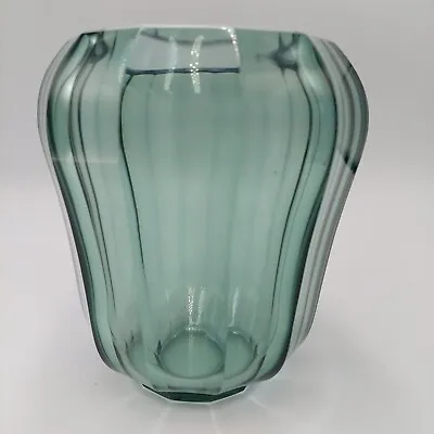 Buy Moser Art Deco Cut Glass Faceted Czech Bohemian Smoke Gray Vase • 199.18£