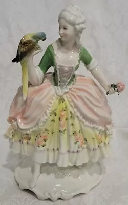Buy KARL ENS Dresden Volksted Porcelain Figure Lady W/PARROT & ROSE  GORGEOUS  • 189.74£