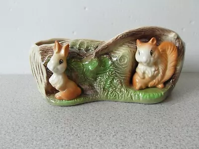 Buy Withernsea Eastgate Pottery Fauna Posy Vase With Squirrel & Rabbit - 22cm Long • 12.99£