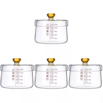 Buy  4pcs Small Glass Stew Pot With Lid Double Handle Bowl Kitchen Cookware Bowl • 33.59£