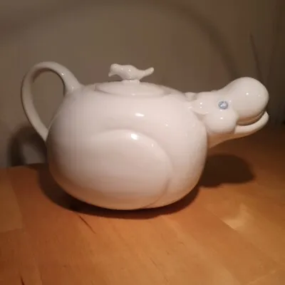 Buy Vintage Carlton Ware White Hippo Teapot With Bird On Back Made In England Used • 24.95£