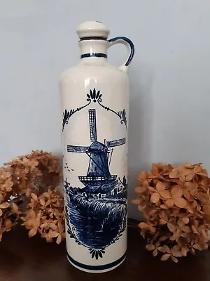 Buy Vintage Delft Blue Dutch Bottle Stopper Hand Painted Windmill White Blue Pottery • 15£