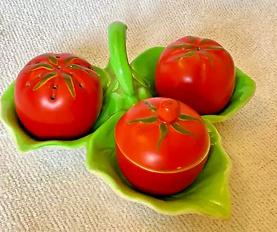 Buy Vintage Crown Devon Cruet Trio Tomatoes On A Lettuce Leaf • 5.99£