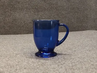 Buy Coffee Mug Cobalt Blue Handled  Footed Pedestal Anchor Hocking 16 Oz • 9.61£