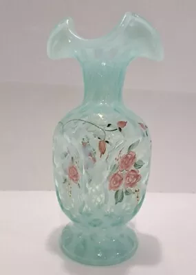 Buy Fenton Ruffle Top Opalescent Hand Painted Dimple Sided Signed Vase • 95.90£