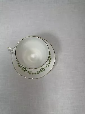 Buy Duchess Tea Cup And Saucer Green Shamrocks On White China Gold Trim • 9.64£
