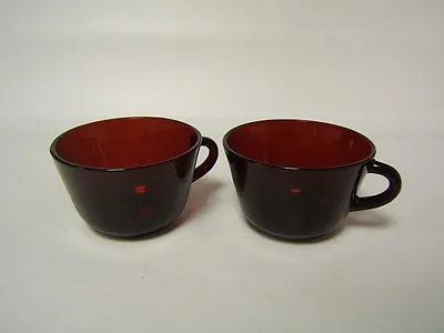 Buy Ruby Glass Set Of 2 Mugs Teacups Vintage Glassware • 6.75£