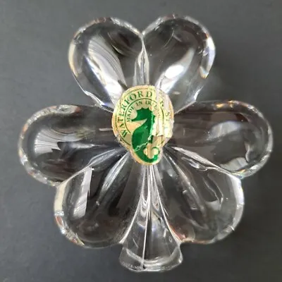 Buy Waterford Crystal Clear Shamrock 3-Leaf Clover Paperweight Hand Cooler Decor 3  • 21.81£