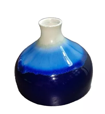 Buy VTG Raymor Pottery Vase Blue Drip Glaze Sticker Mark 1970/11 MCM Style Concave  • 28.45£