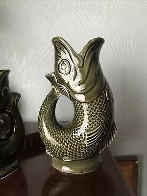 Buy 9  Vintage  Large  Dartmouth  Pottery Glug / Gurgler   Fish Jug   Dark  Green • 15£