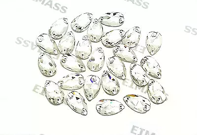 Buy 10 X Clear Crystal Teardrop EIMASS® Sew On Glue On,Cut Glass Flat Back Crystals  • 4.99£