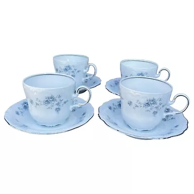 Buy Johann Haviland Fine China Bavaria Germany Blue Garland Cups & Saucers Set Of 4 • 19.20£
