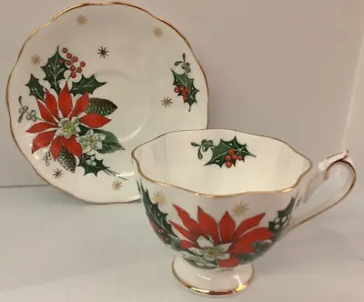 Buy Princess Anne  Noel  Fine Bone China Teacup & Saucer Poinsettia Made In England • 28.76£