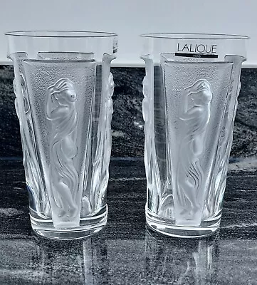 Buy Rare Pair Of Lalique Highball Glasses Decorated With 4 Panels Of The Muses • 890£