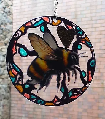 Buy Stained Glass Effect Sun Catcher, Bee, 10cm Wide,  Handmade Totally Unique. • 4.89£