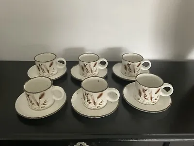 Buy Vintage Midwinter Stonehenge Wild Oats Retro Six Cups And Saucers • 17.99£