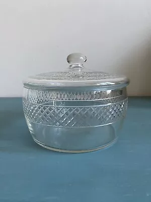 Buy Glass Kitchen Storage Jar With Lid Criss Cross Design • 8.99£