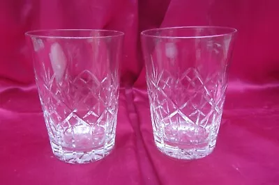 Buy Pair Of Cut Glass Whiskey Tumbler/glasses (250 Grams Each) 11 Cms Tall - Used • 3.95£