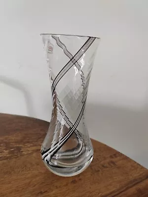 Buy Vintage  Caithness Glass Vase With Black And Swirl Pattern • 5.99£