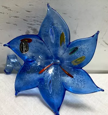 Buy Murano Blue Swirl Glass Flower With Spiral Stem 7.5  • 9.99£