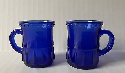 Buy Vintage Miniature 1 7/8” Mug Shot Glass Cobalt Blue Bar Ware Lot Of 2 • 14.15£